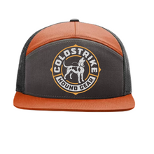 Load image into Gallery viewer, Richardson 168 7P Charcoal/BurntOrange/Black. (Pick Your Logo)
