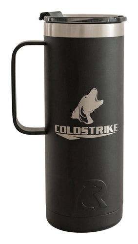 ColdStrike's 20oz charcoal tumbler that makes a good travel mug and keeps drinks hot and cold